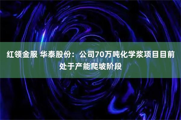 红领金服 华泰股份：公司70万吨化学浆项目目前处于产能爬坡阶段